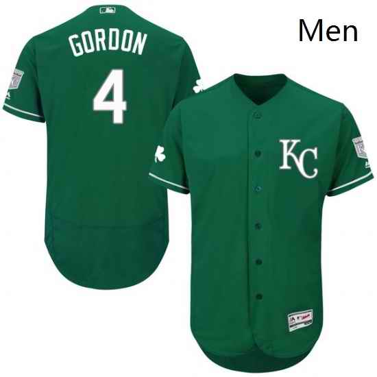 Mens Majestic Kansas City Royals 4 Alex Gordon Green Celtic Flexbase Authentic Collection MLB Jersey